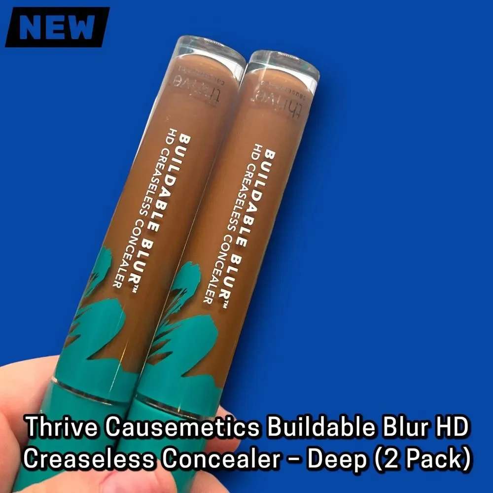 New Thrive Causemetics Buildable BlurHD Creaseless Concealer – Deep (2 Pack)